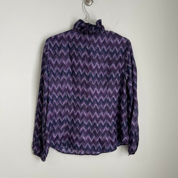 Elizabeth McKay 6 Purple Chevron Long Sleeve Ruffle The Elizabeth Shirt - Picture 4 of 7